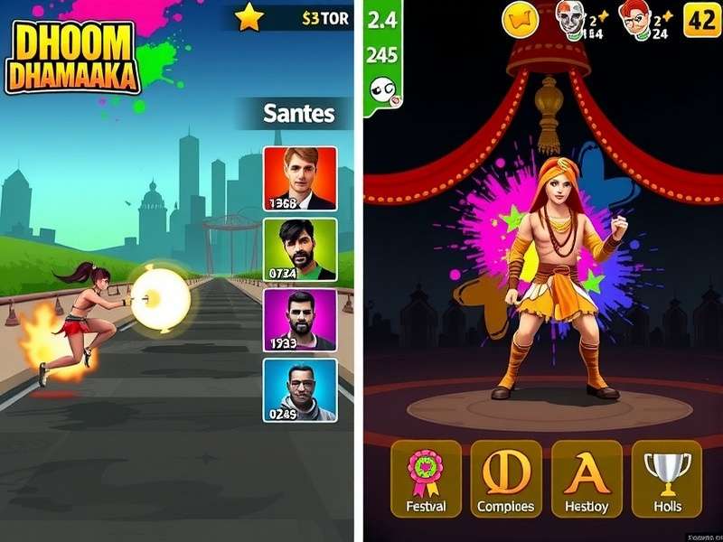 Dhoom Dhamaka gameplay screenshot showing action sequence
