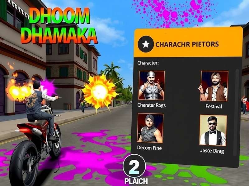 Dhoom Dhamaka festival event screenshot with Holi colors