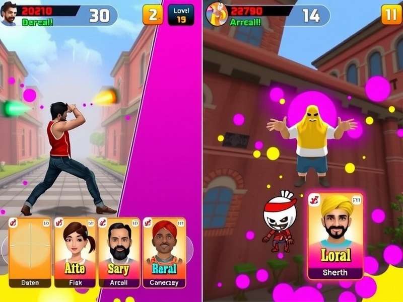 Dhoom Dhamaka character selection screen with Indian-themed heroes